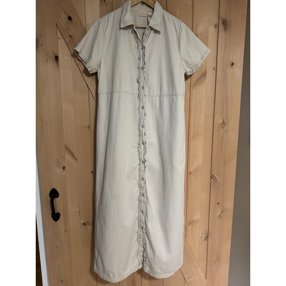 Vintage Bobbie Brooks 90s Light Cream Khaki Short Sleeve Dress Size Large